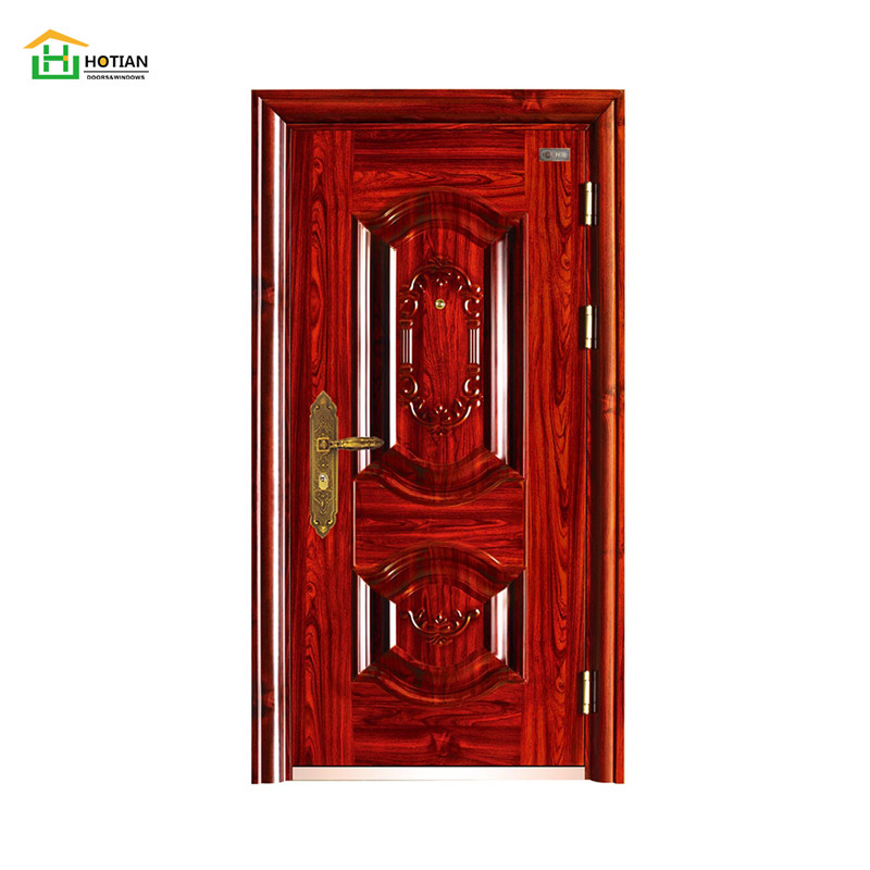Porte d'entrée en acier de sécurité en stock taille adaptée aux besoins du client portes principales en bois en acier d'entrée de 38*80 pouces
