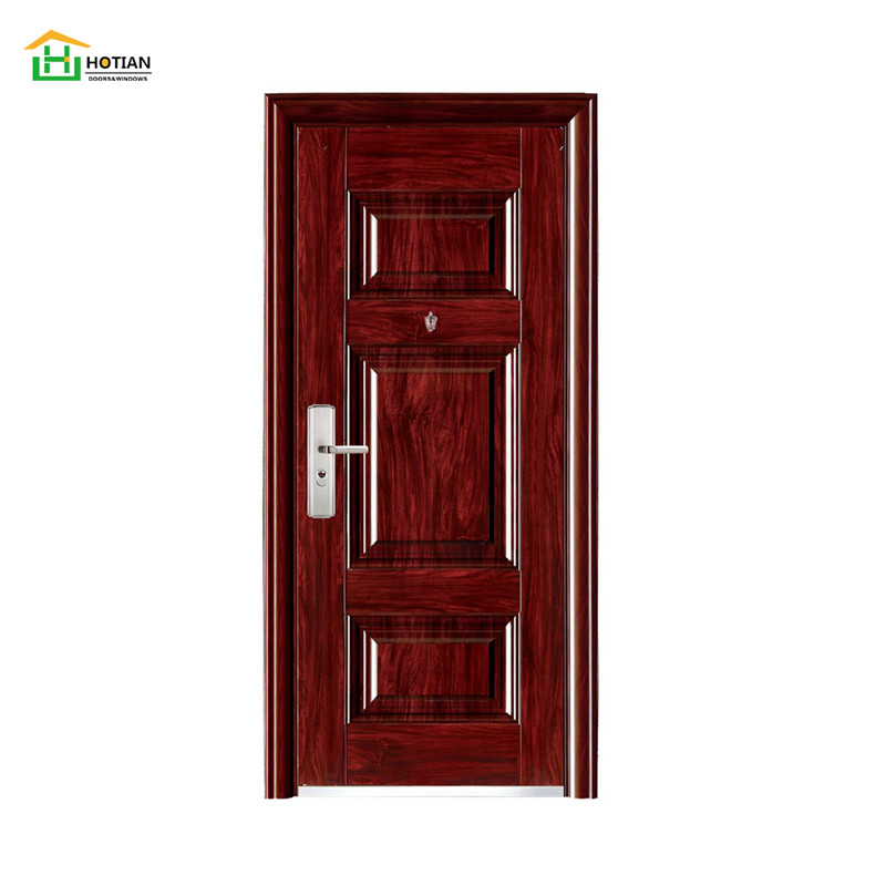 Porte d'entrée en acier de sécurité de vente chaude porte principale en bois en acier d'entrée ignifuge de taille adaptée aux besoins du client pour la Villa
