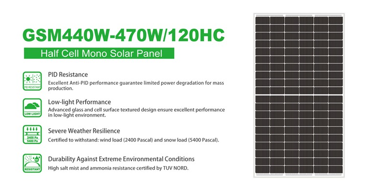 panneau solaire mono 440w 450w 460w 470w