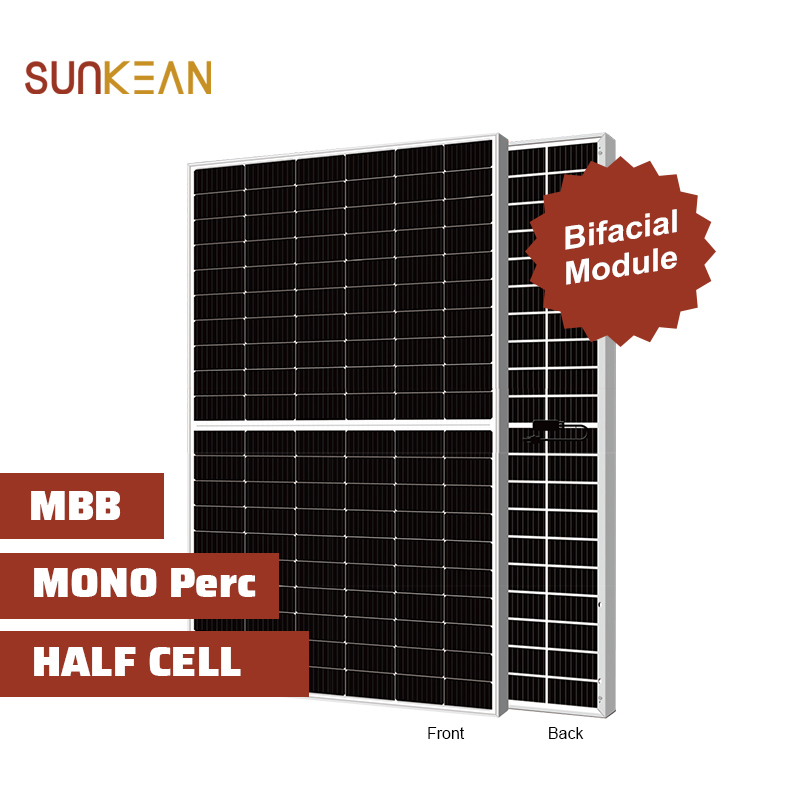 Demi-cellule mono 455 watts Bifacial Double Glass 120Cells 182mm Cell Size perc panneau solaire
