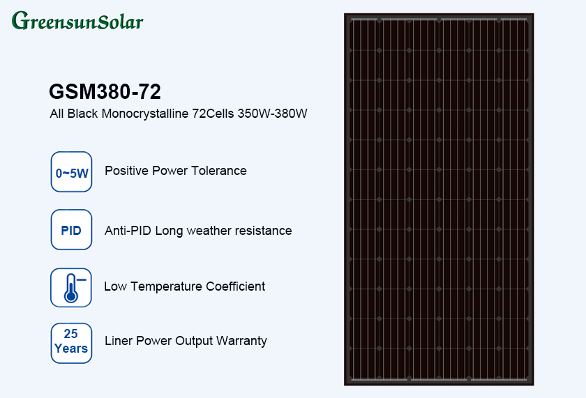panneaux solaires noirs complets 380w 400w 72cellules