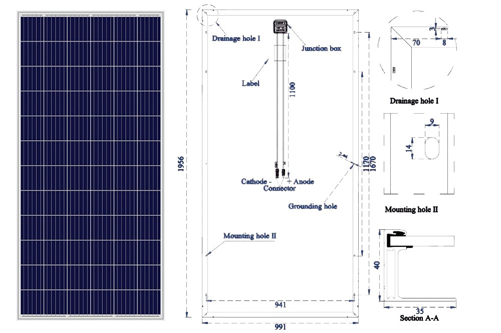 Panneau solaire à cellules solaires polycristallines