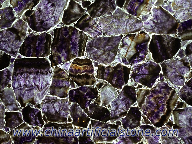 Carreaux muraux en dalles de pierres précieuses violettes améthyste
