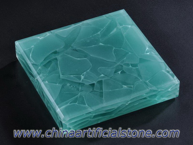 Surface en verre d'ingénierie en pierre de verre de jade aigue-marine
