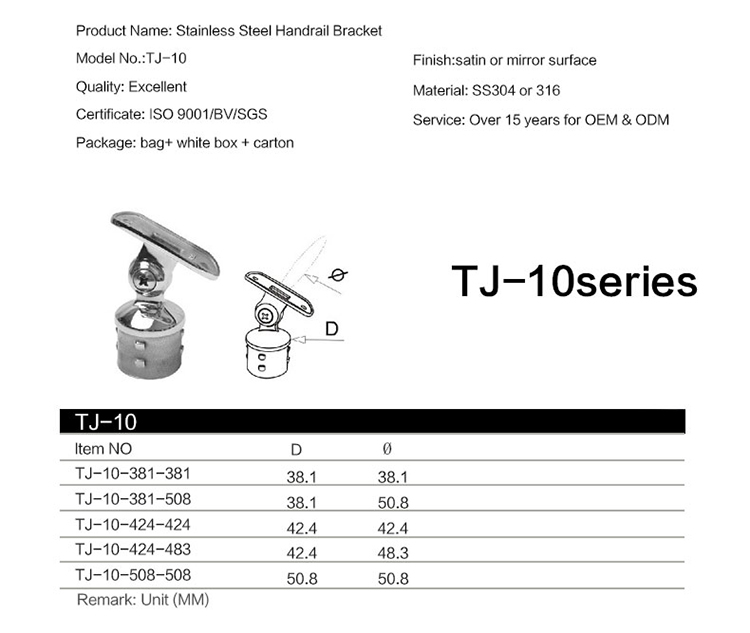 Supports de main courante en acier inoxydable