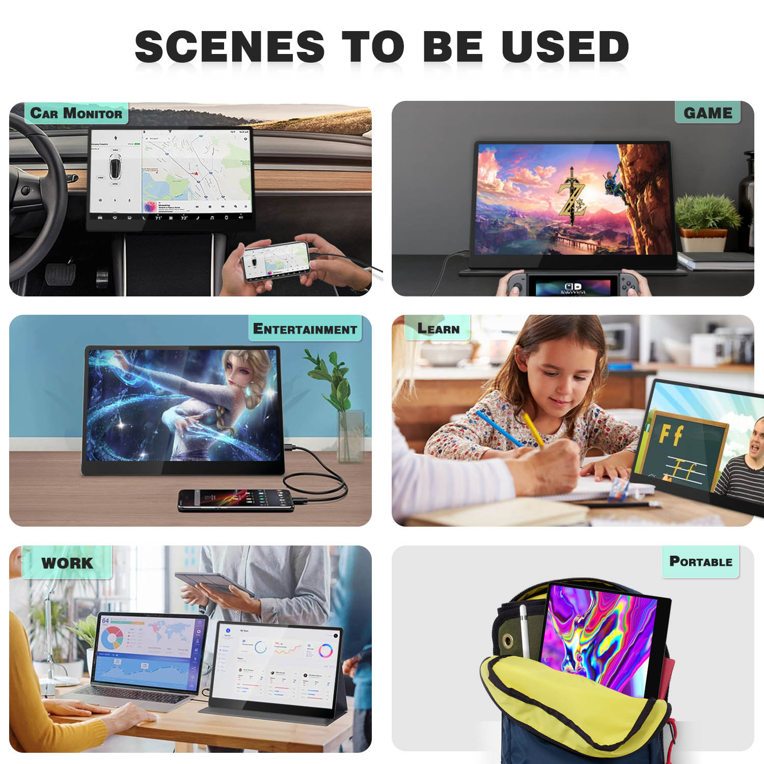 Moniteur portable à écran tactile alimenté par USB de 16 pouces S40-1