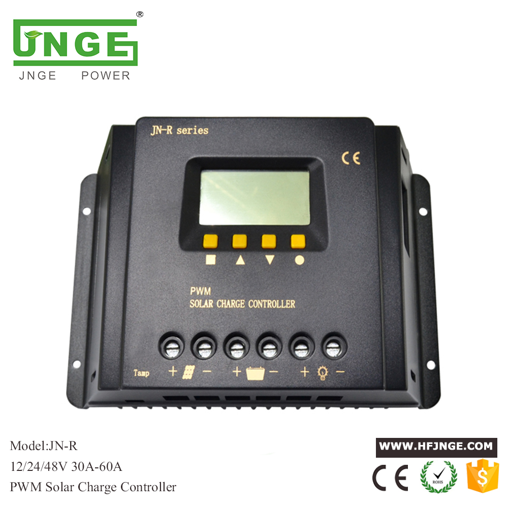 JN-R série 30amp 40amp 50amp 60amp 12v 24v 48v contrôleur de charge solaire automatique affichage LCD
