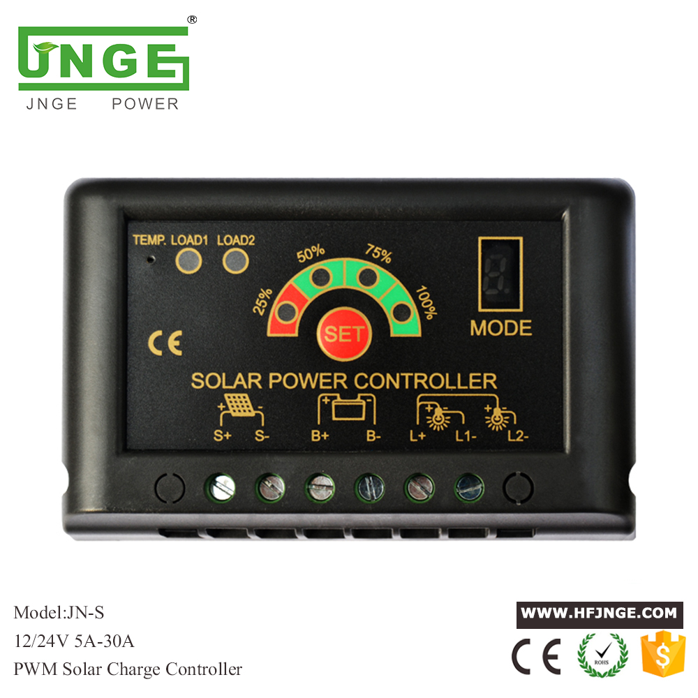 JN-S 12V 24V 5A 10A 15A 20A 30A IP56 Petit contrôleur solaire automatique avec batterie à tension nominale automatique
