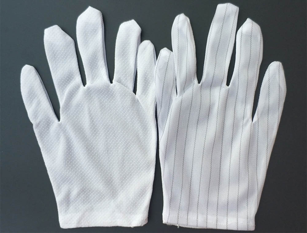 Gants en pointillés ESD avec fil conducteur en tissu polyester