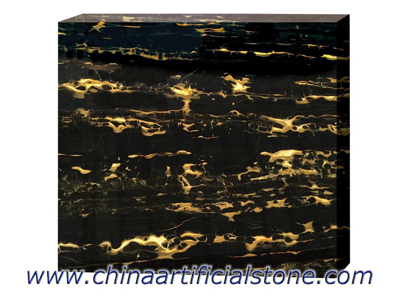 China Nero Portoro Black avec dalles et carreaux de marbre dorés
