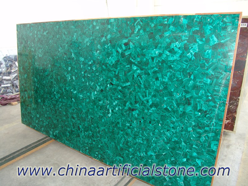 Comptoirs de dalles de carreaux de pierre semi-précieuse vert malachite
