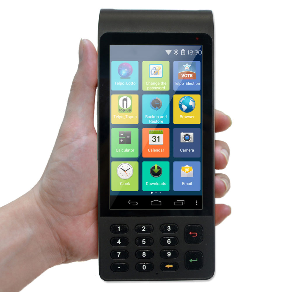 Pos androïde tenu dans la main de généralistes portatifs de Wifi d'Android 3G avec l'imprimante thermique

