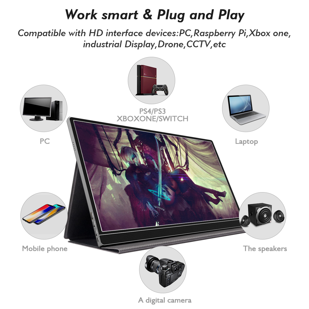 Moniteur de jeu portable 15,6 pouces 4K à gamme de couleurs 100% pour ordinateur portable
