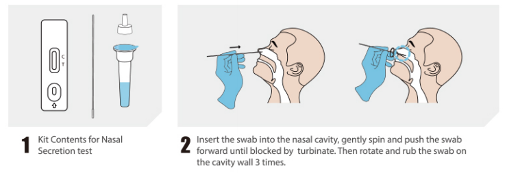 Test d'antigène sur écouvillon nasal (or colloïdal)