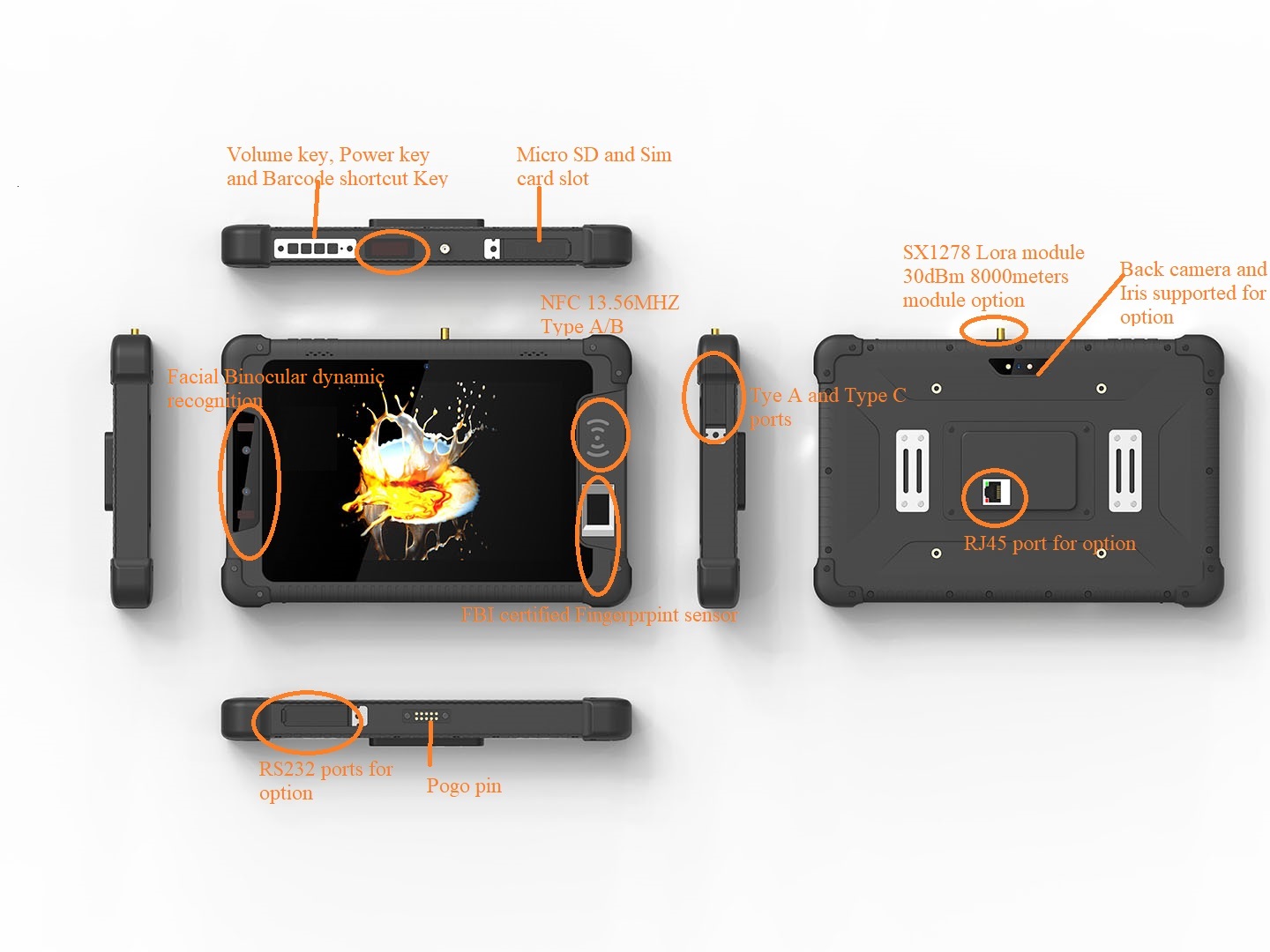 Tablette de pointage faciale biométrique Android 4G