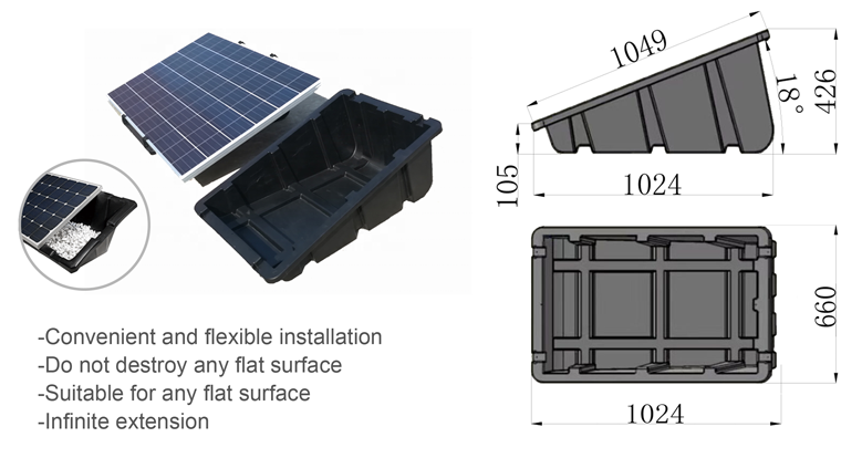 Système de montage de toit lesté en plastique pour panneaux solaires