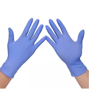 Fabricants de gros de gants en nitrile bleu jetables