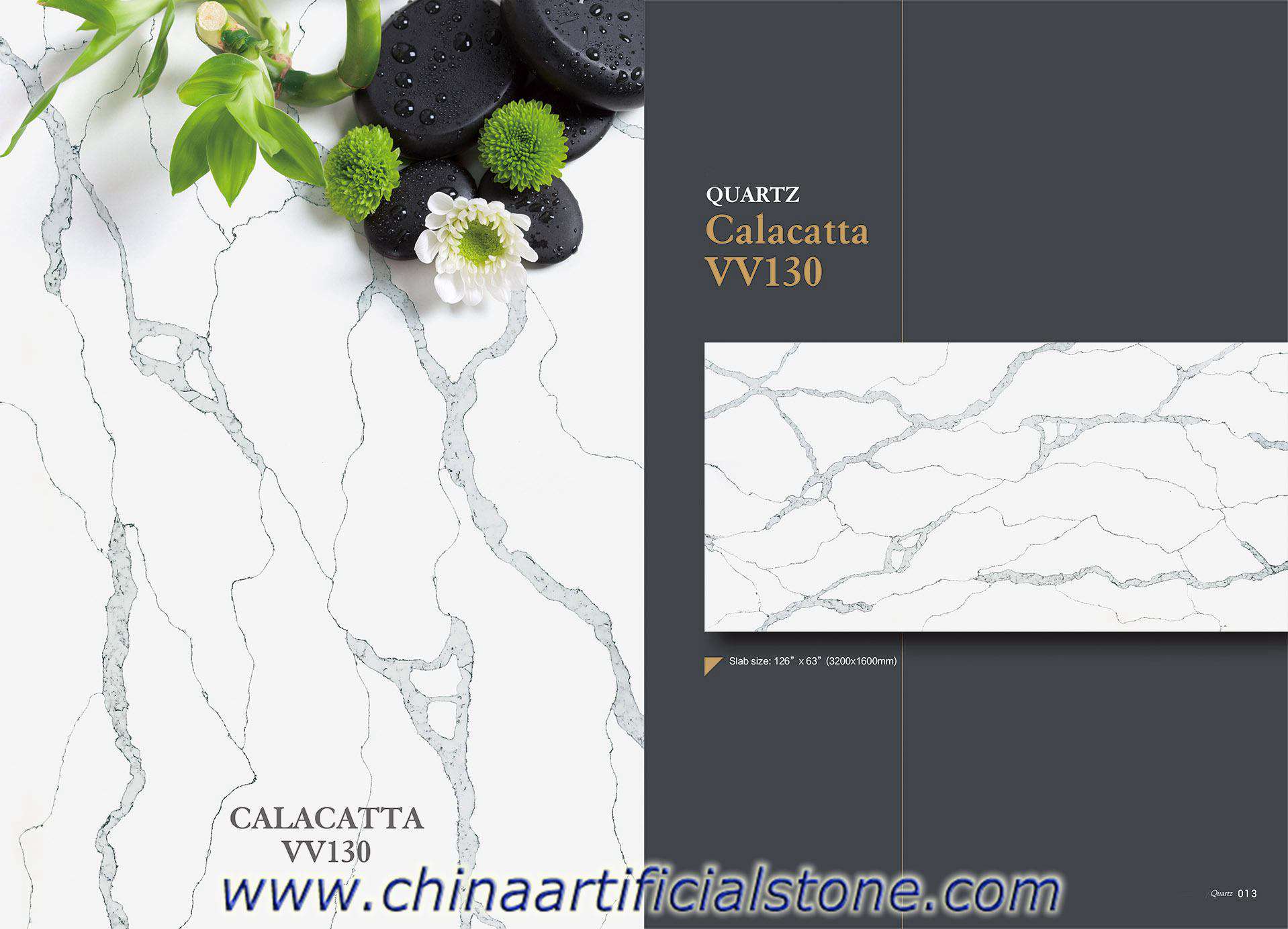Dalles de pierre de quartz blanc Calacatta

