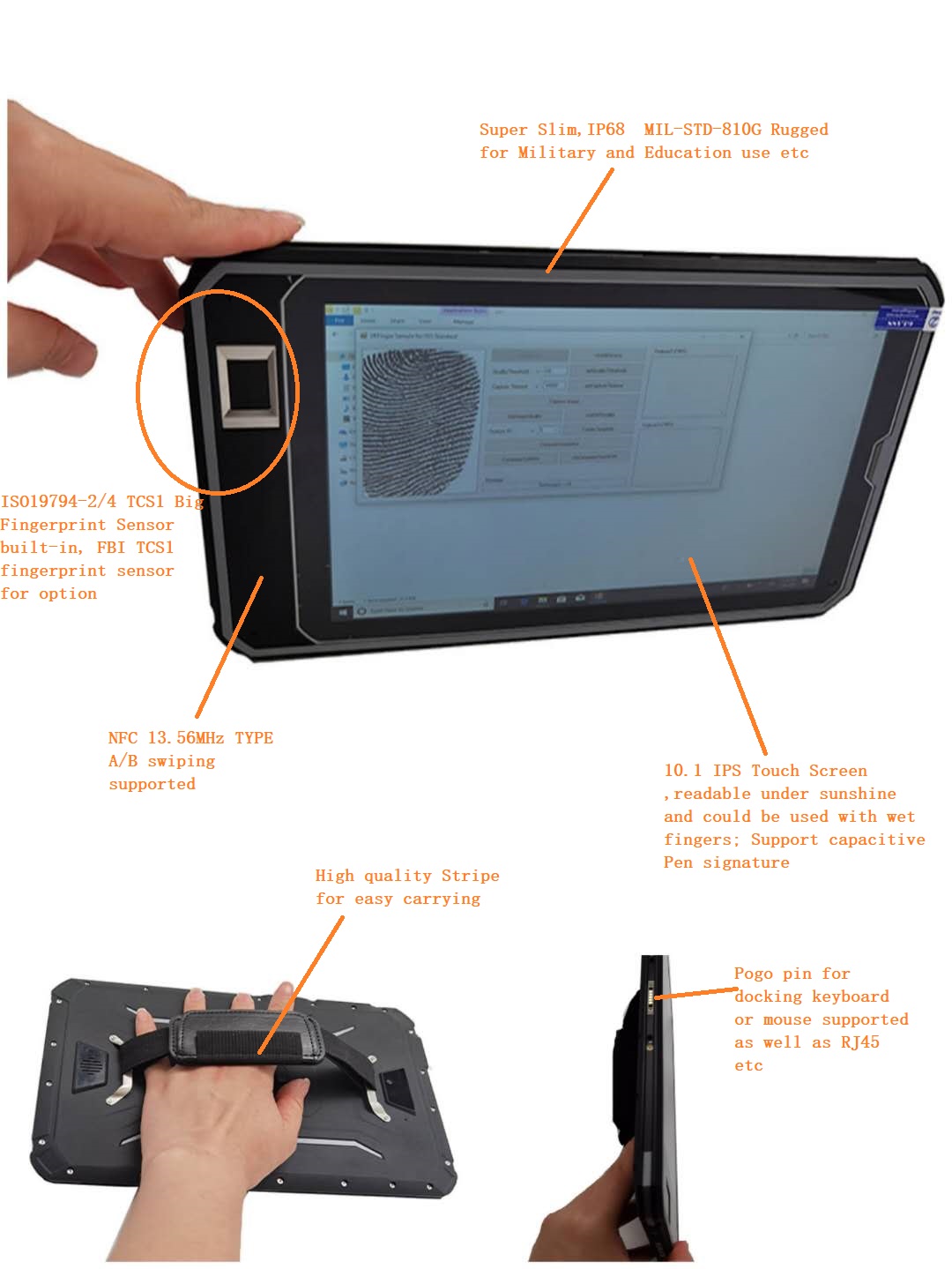 Tablette biométrique d'empreintes digitales Windows