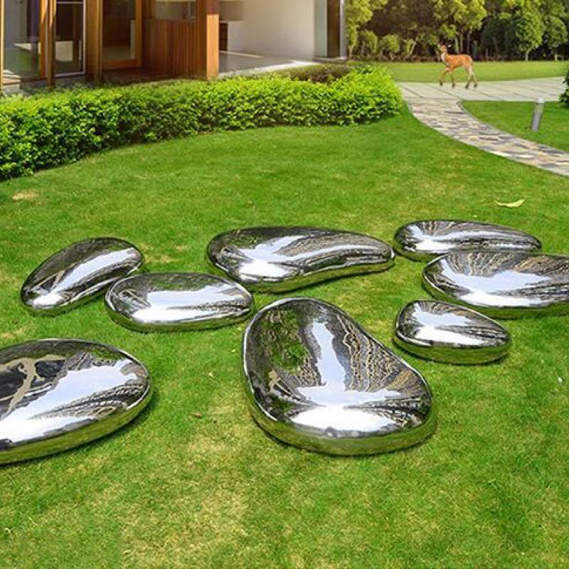 Galets de sculpture en acier inoxydable finition miroir
