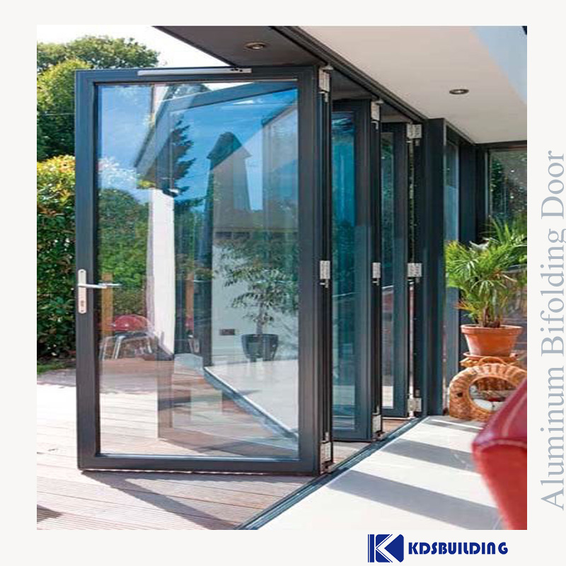 Portes coulissantes pliantes en aluminium étanches en verre massif surdimensionnées
