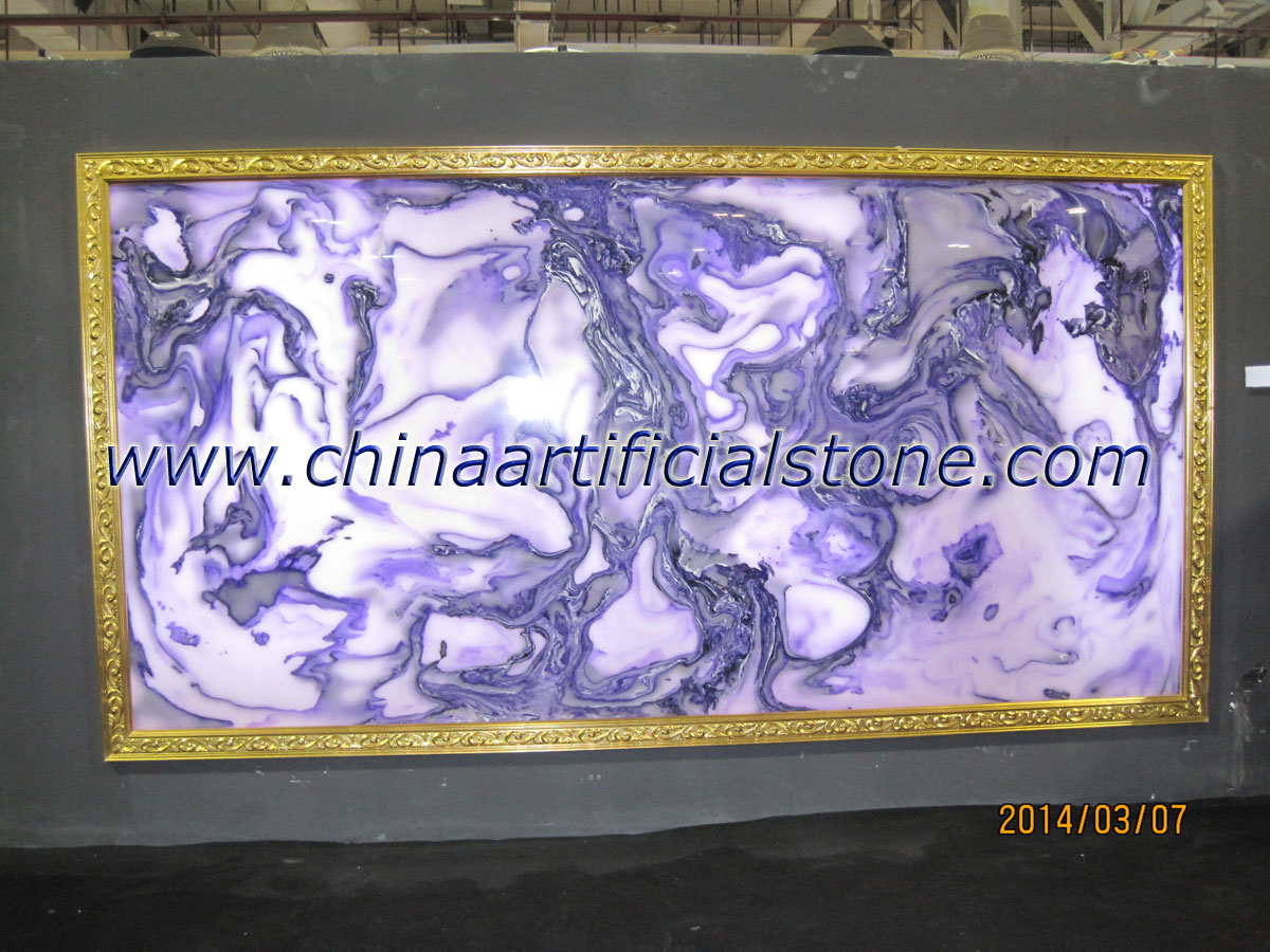 Panneaux de dalle de pierre Faux Onyx violet fabriqué par l'homme
