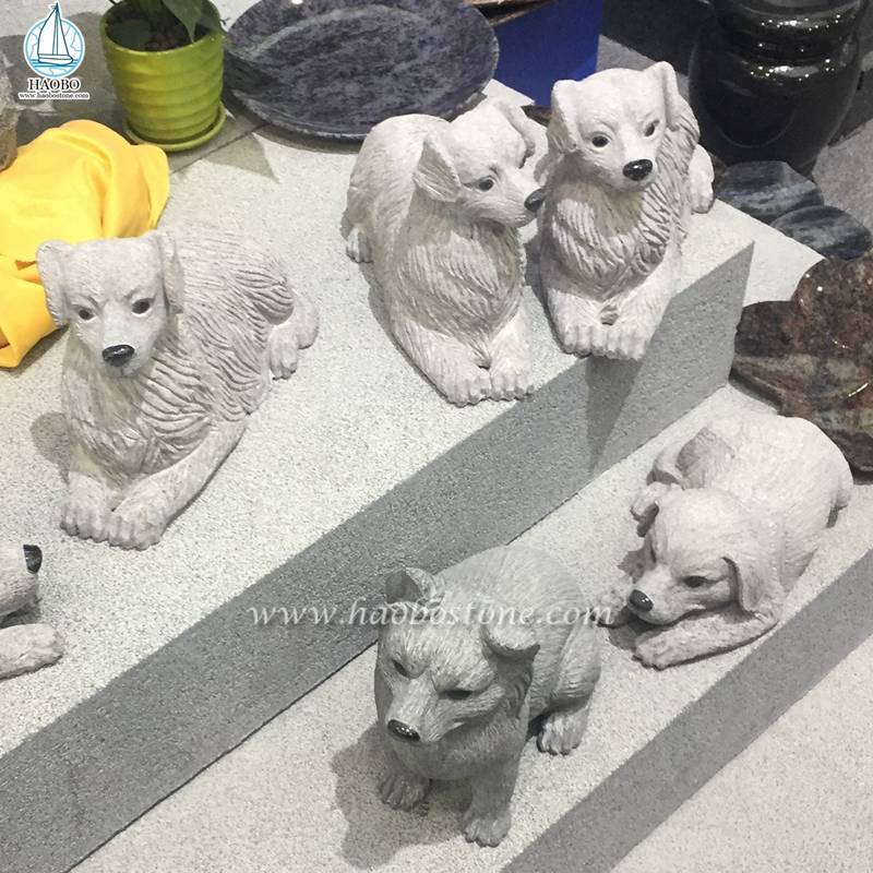 Accessoires de jardin en pierre naturelle Sculpture de chiot animal
