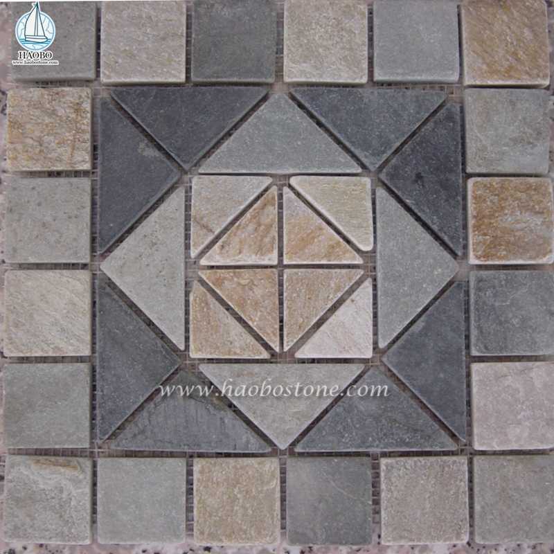 Carrelage et revêtement muraux en mosaïque de pierre à motif carré en pierre naturelle
