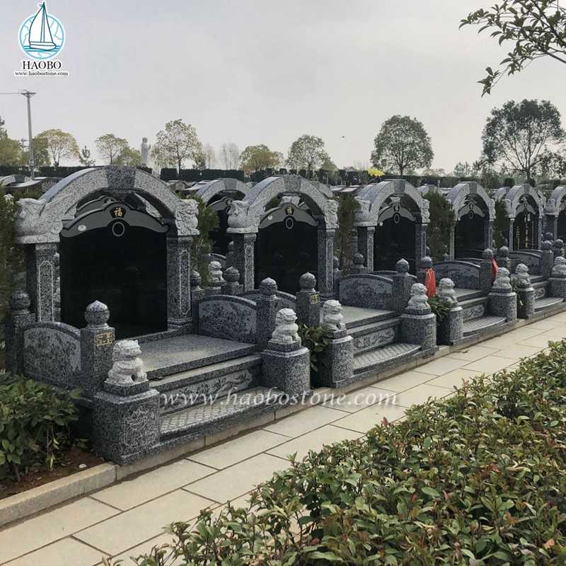 Monument de cimetière de sculpture de lion de granit de style asiatique
