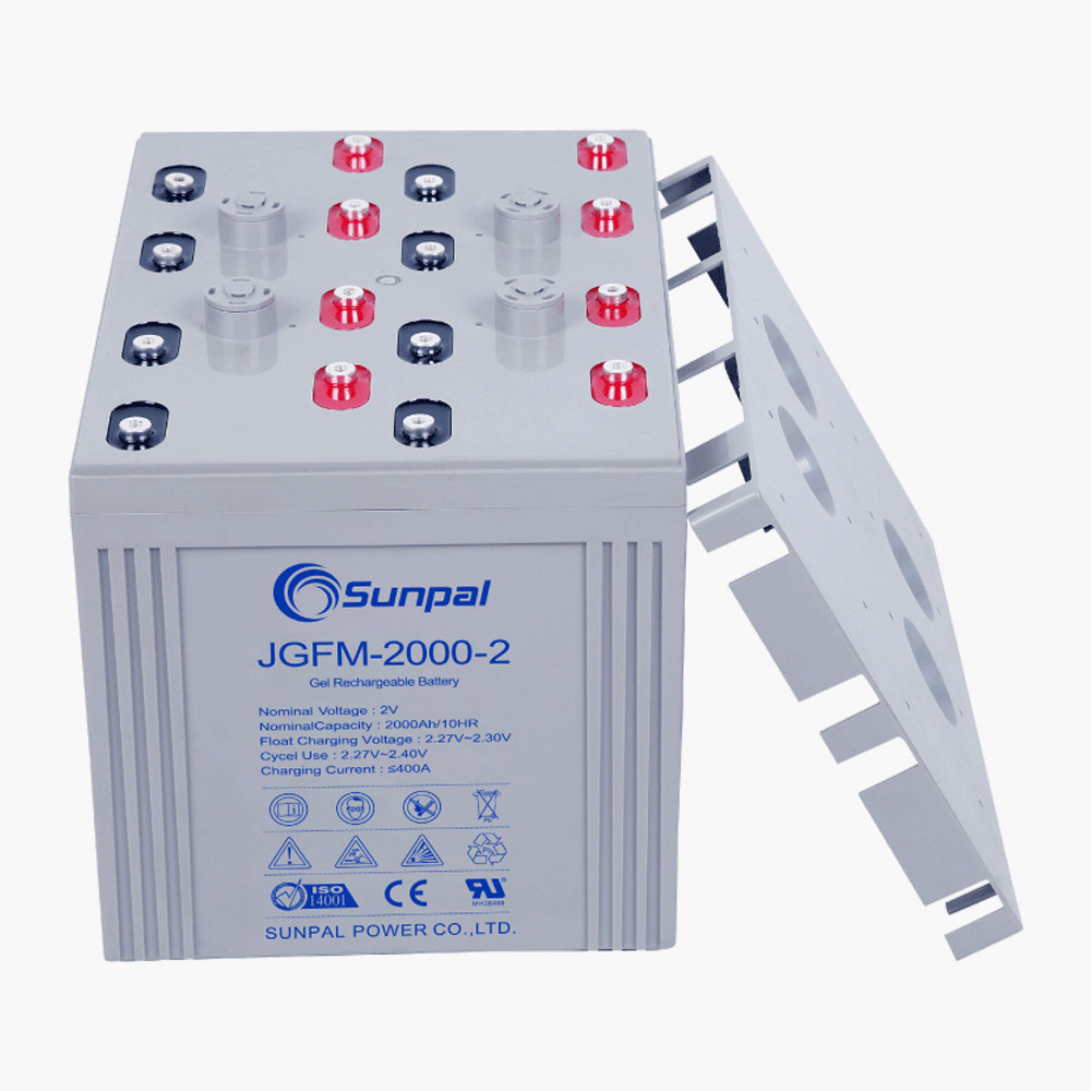 Sunpal 2V 2000Ah Batterie rechargeable au gel solaire scellée sans entretien
