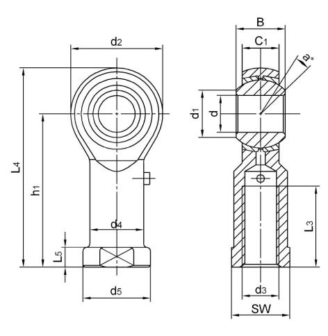 Embouts à rotule en acier inoxydable SPHS10