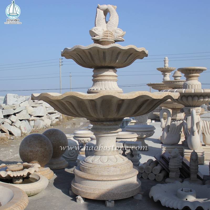 Fontaine d'eau sculptée en pierre de granit pour la décoration de jardin

