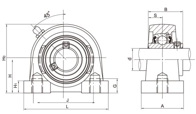 Palier à semelle en acier inoxydable SSUCP205-16