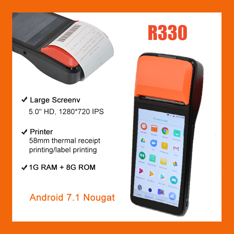 4G Bluetooth Android POS avec imprimante thermique 58MM R330
