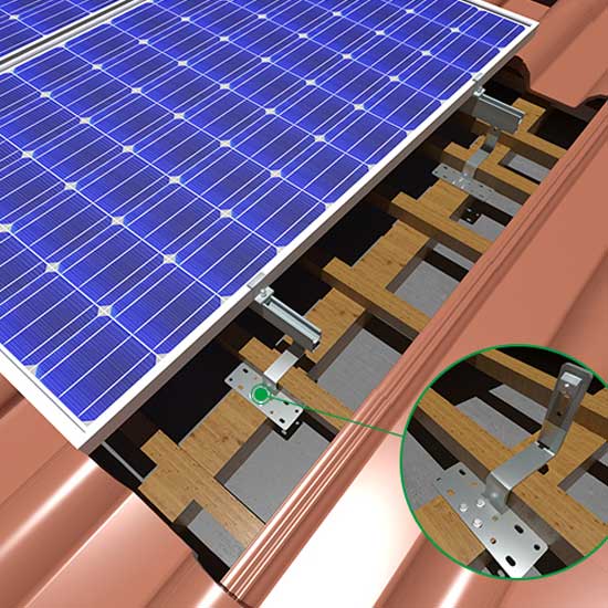 Système de structure de montage de panneau solaire de toit de tuile
