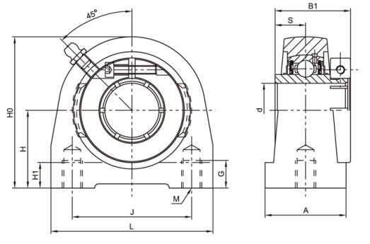 Palier à semelle en acier inoxydable SSUEPA205-14