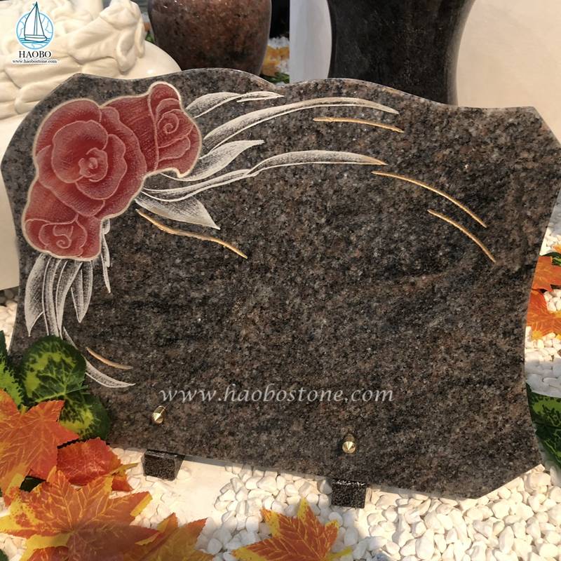 Plaque commémorative de gravure de fleur de granit Paradiso
