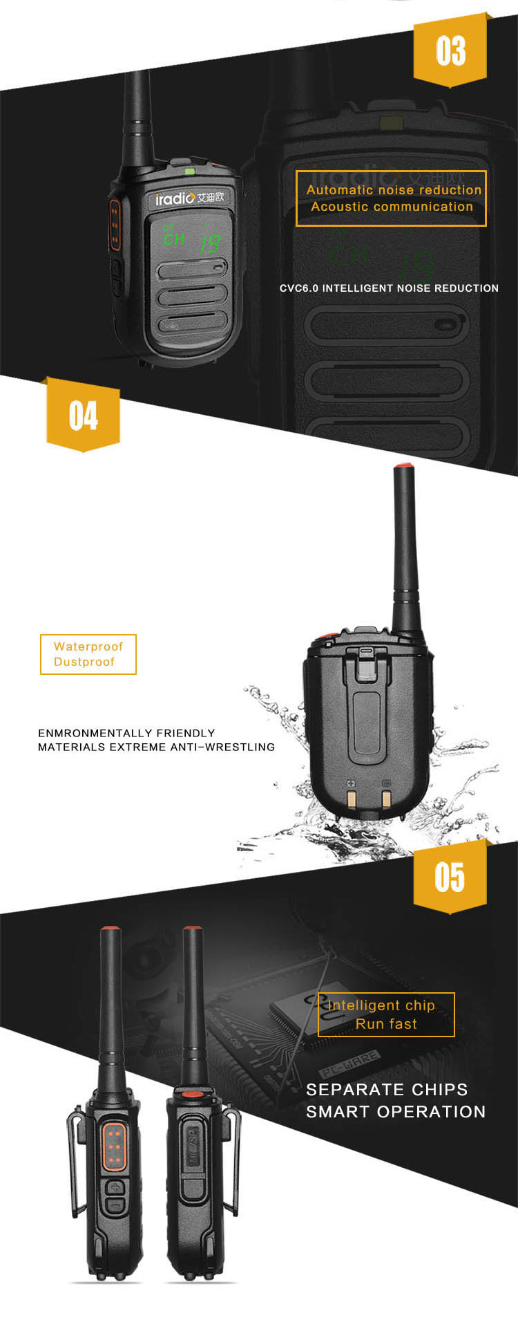 mini-radio portable commerciale uhf