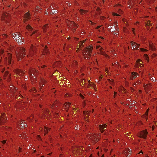 OP7009 Crystal Shining Red Panneau de quartz machiné matériaux de traitement faciles pour le dessus de cuisine
