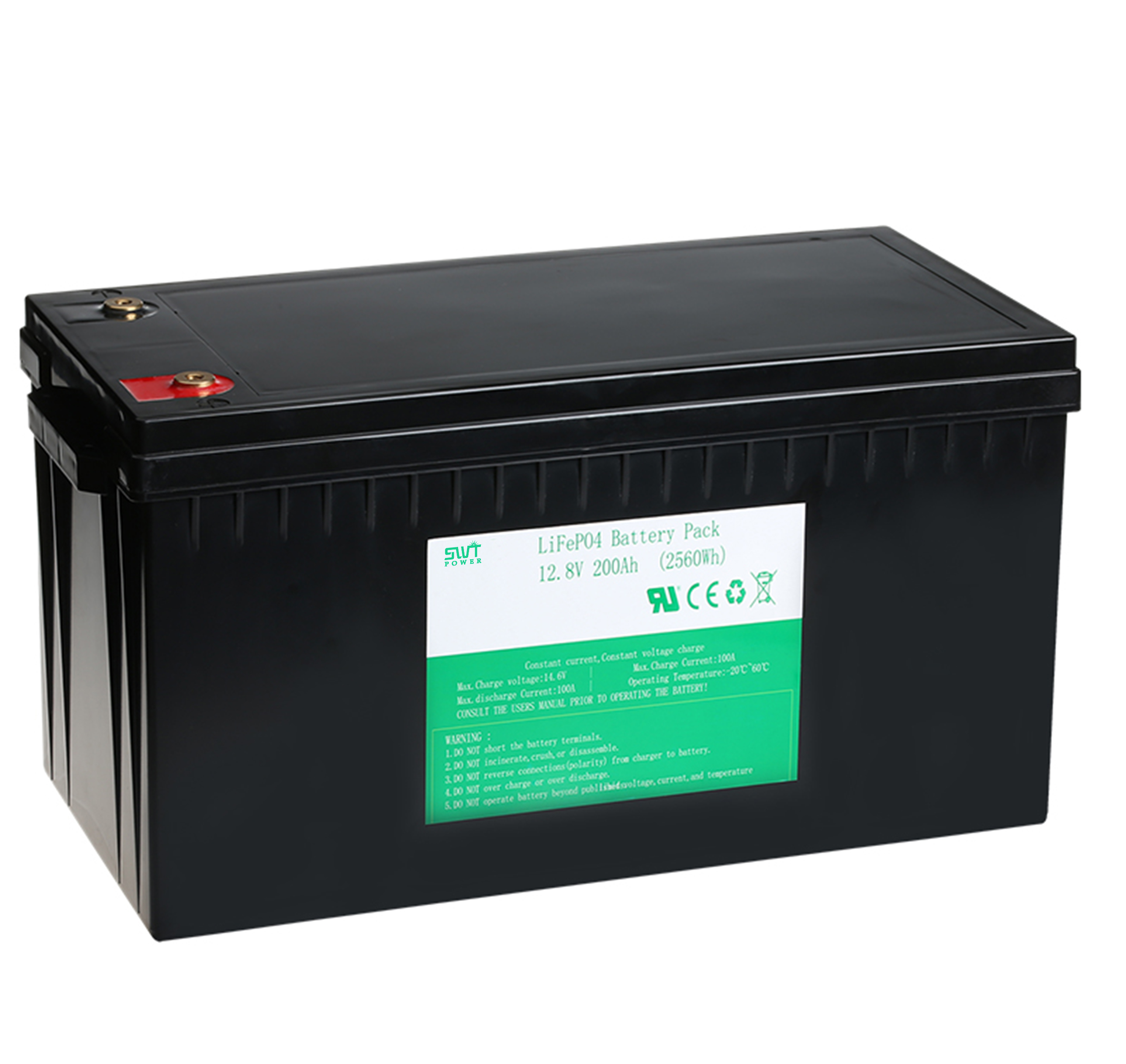 Deep Cylce LiFePO4 batterie 12V 100AH ​​système de stockage de batterie au lithium fer
