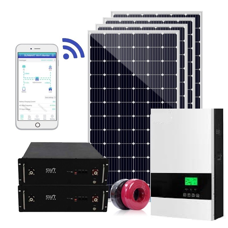 Système de stockage solaire hybride à la maison du système d'énergie solaire 5500W 5.5KW 5kva
