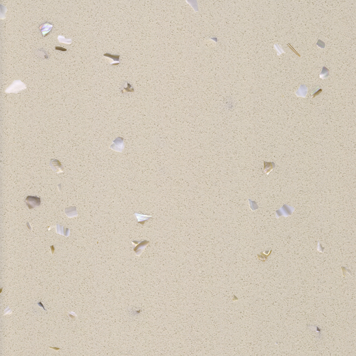 Dalles beiges de quartz de la coquille OP5885 pour la fabrication de partie supérieure du comptoir de cuisine
