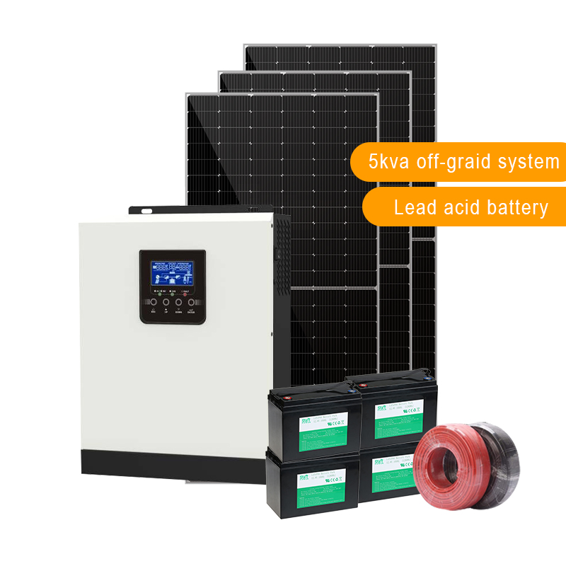 Système domestique solaire hors réseau 5000 watts alimentation stockage d'énergie AC DC entrée sortie batterie de secours générateur kits solaires
