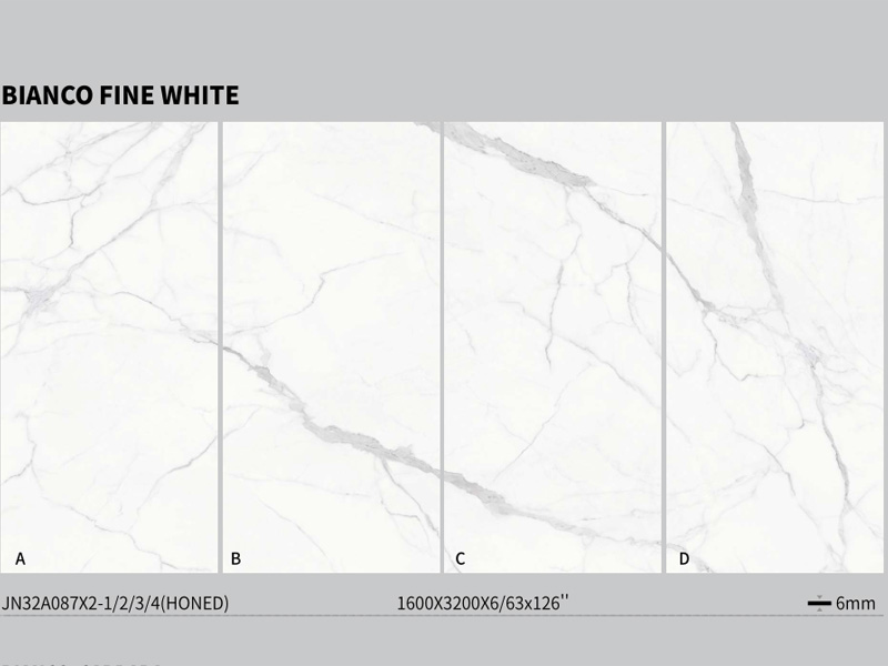 Carreaux de mur en pierre frittée blanche d'ingénierie Bianco Fine
