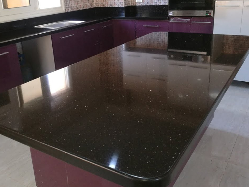 Comptoir de cuisine de carreaux de granit noir Galaxy prix d'usine
