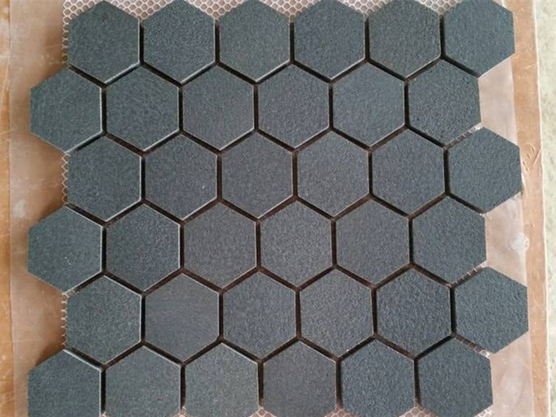 mosaïque de basalte noir hexagone mosaïque mosaïque de pierre
