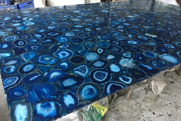 pierre de dalle d'agate bleue