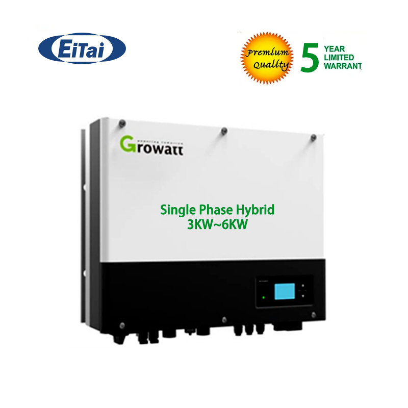 Inverseur hybride Growatt Sph 3000-6000 Mppt monophasé pour système de panneaux
