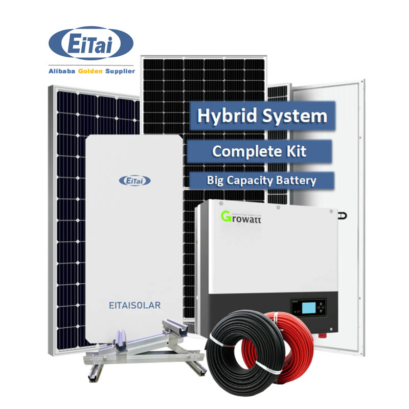 EITAI 10Kw Système Solaire Hybride Growatt Inverter Monophasé Pv Kit Pour La Maison Avec Stockage De Batterie
