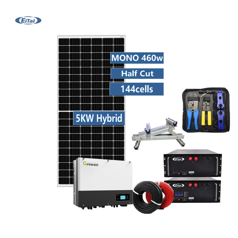 EITAI 5kw système d'énergie solaire hybride batterie au Lithium LifePo4 10kwh 3kva système PV monophasé 6kw avec moniteur Wifi
